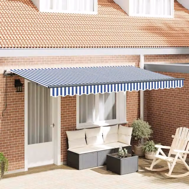 Tenda retrattile-Tenda parasole per balcone Blu 400 x 200 cm Tessuto 495203
