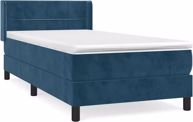 Letto singolo | Letto per adulti | Giroletto a Molle con Materasso Blu Scuro 90x190 cm in Velluto