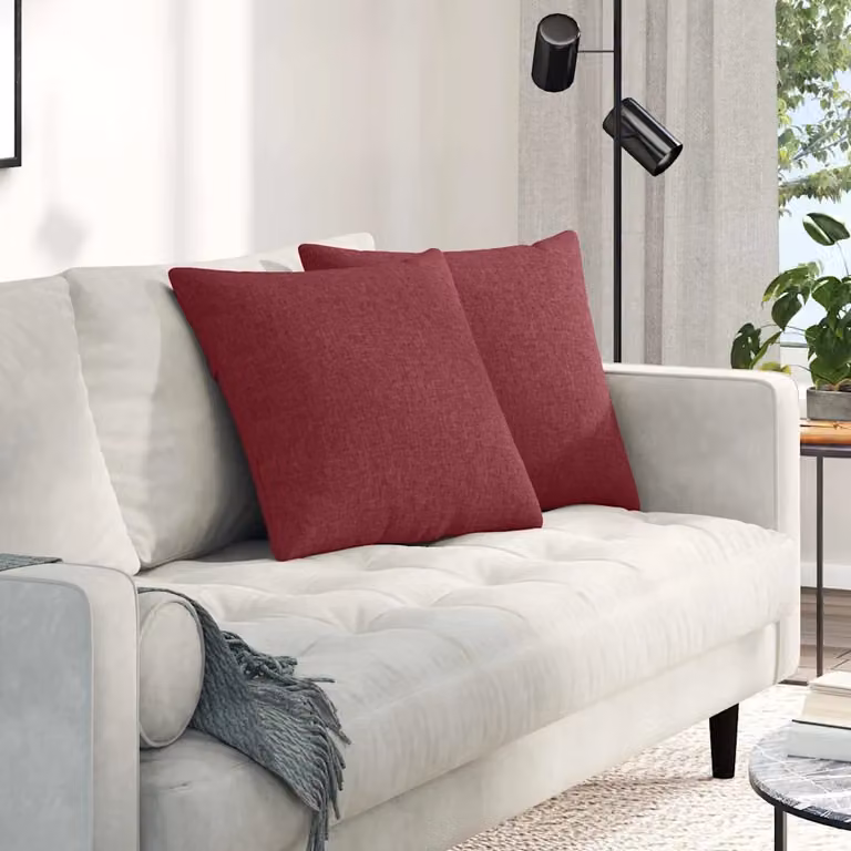 Set di 2 cuscini da divano quadrati vidaXL in tessuto rosso con fodera rimovibile, L 50 cm x P 50 cm x H 50 cm