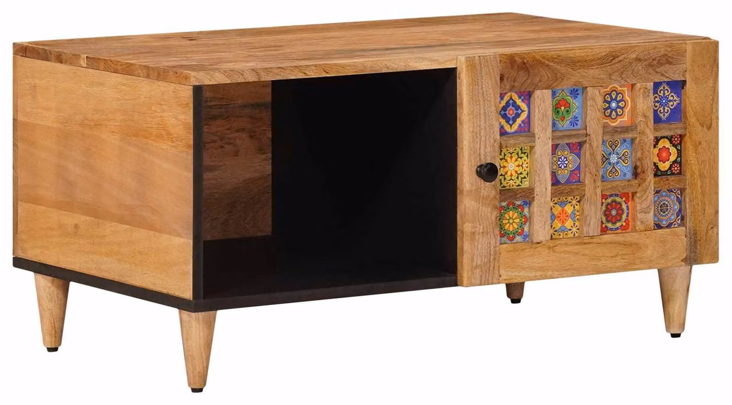 Maison Exclusive - Tavolino da caffè in legno massello di mango, naturale, 80 x 50 x 40 cm