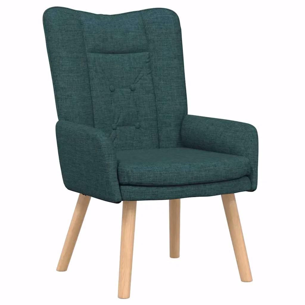 Poltrona Lounge Moderna Verde con Braccioli in Tessuto e Legno, L: 63 cm, P: 67 cm, H: 94 cm – 2