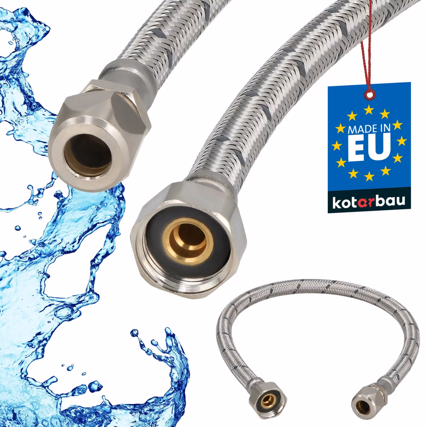 KOTARBAU® Tubo Flessibile per Rubinetto 1/2" x 3/8" Tubo di Raccordo 50 cm Dado Girevole x Raccordo a Pressare Acciaio Inox