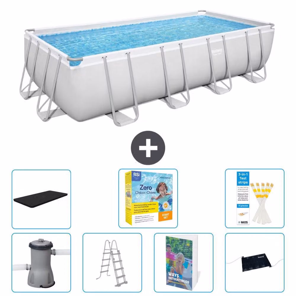 Bestway Power Steel, piscina rettangolare - 488x244x122 cm - composta da 6 parti, modello S582