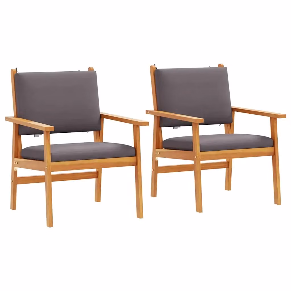 Set di 2 sedie da giardino vidaXL in legno di acacia con cuscini antracite e braccioli – 2