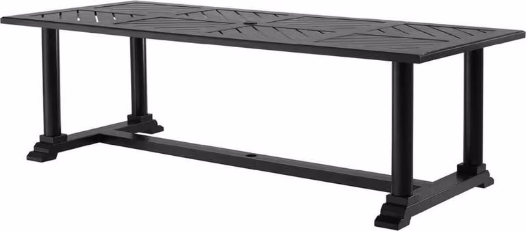 Tavolo da pranzo Casa Padrino nero opaco 240 x 103 x h. 75 cm - Tavolo da cucina rettangolare in alluminio resistente di alta qualità - Tavolo da giardino