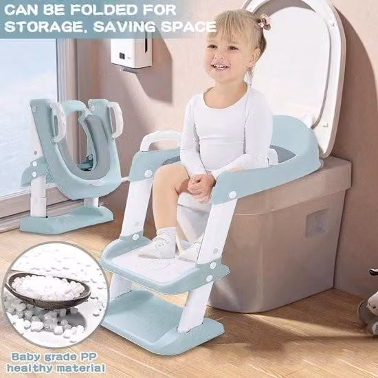 Riduttore per sedile WC per bambini con gradini, riduttore per sedile WC per bambini, sedile WC per bambini con morbido cuscino in PU,