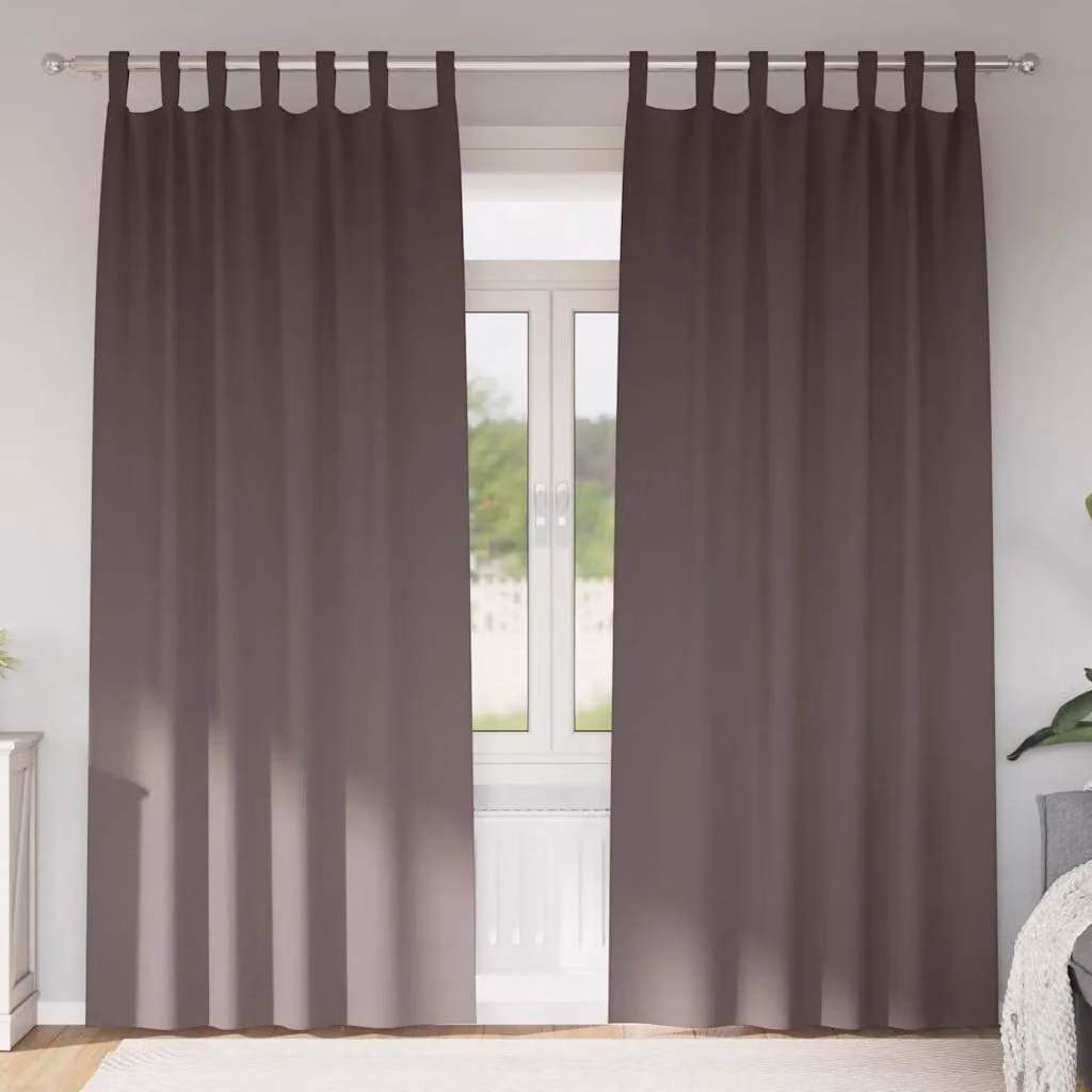 Set di 2 tende blackout vidaXL con anelli in poliestere, colore marrone scuro, H 245 cm x L 140 cm