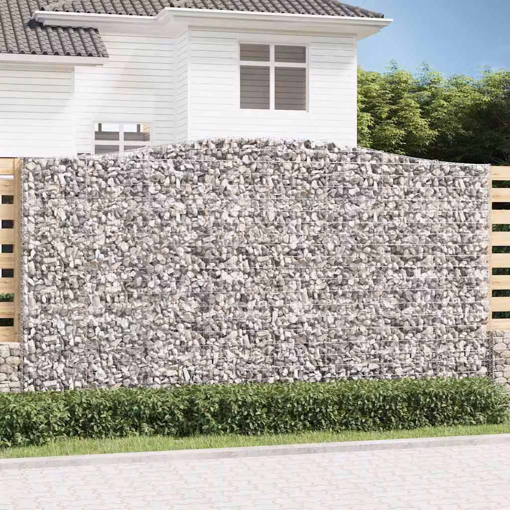 Set di 6 cesti gabbioni ad arco vidaXL in acciaio zincato grigio, L: 400 cm, P: 50 cm, H: 220/240 cm