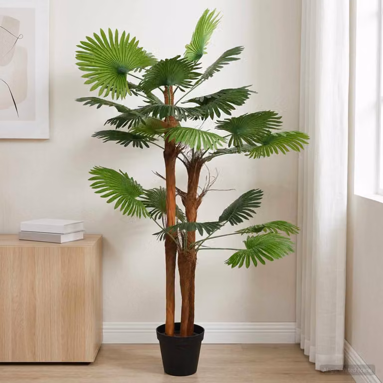vidaXL Albero di Palma Artificiale Verde L: 75 cm, P: 25 cm, H: 180 cm