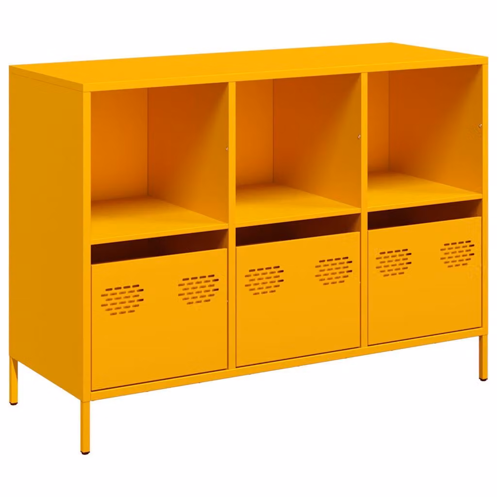 Credenza Giallo Senape 101,5x39x73,5 cm Acciaio Laminato Freddo