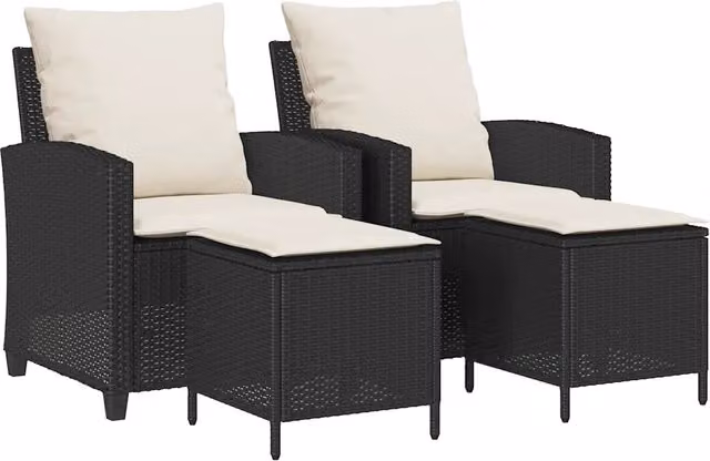 Set Divani da Giardino 4 pz con Cuscini Nero in Polyrattan CFW2110514