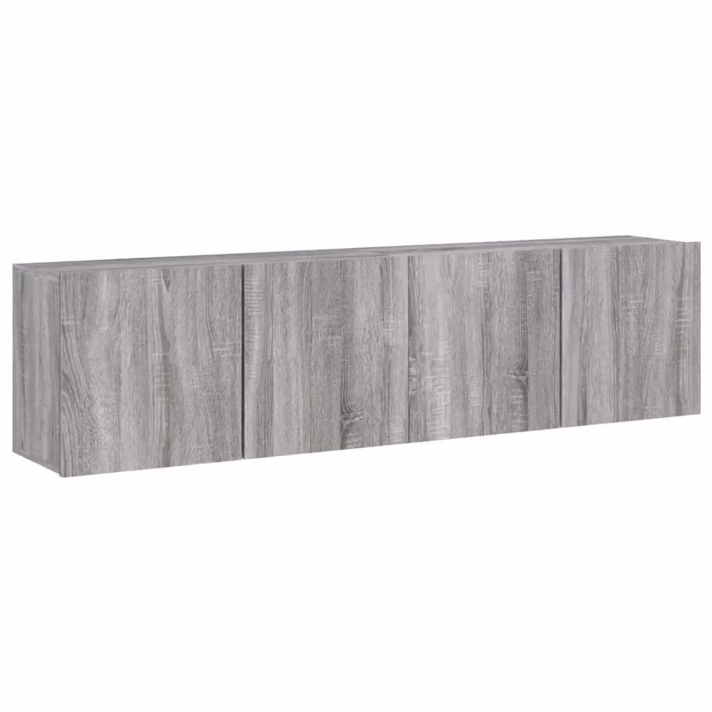 Set di 2 mobili TV da parete moderni vidaXL in legno e MDF, colore grigio, L 80 cm x P 30 cm x H 41 cm – 2