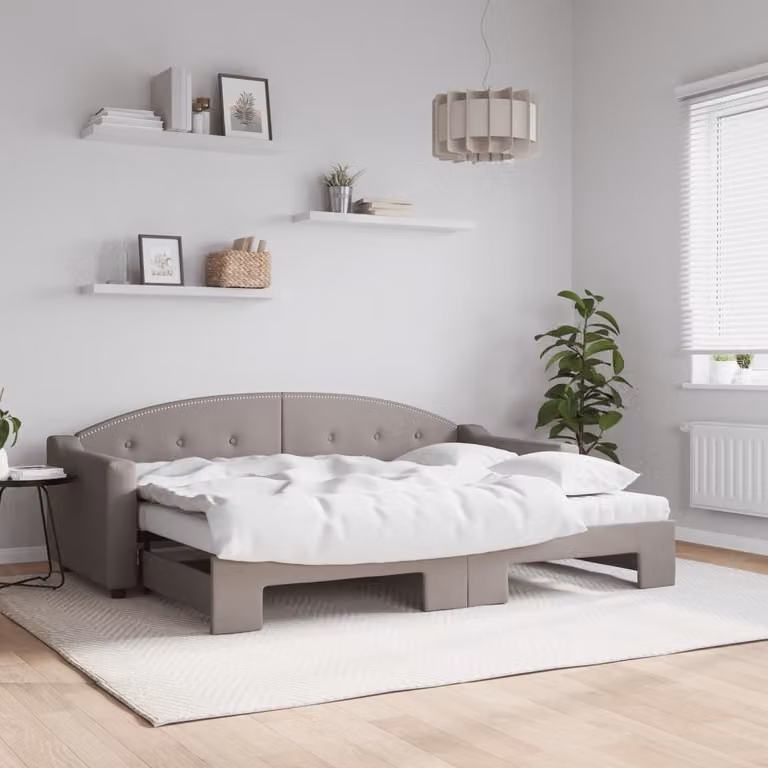 Maison Exclusive - Divano letto estraibile con materassi color taupe 80x200 cm in tessuto