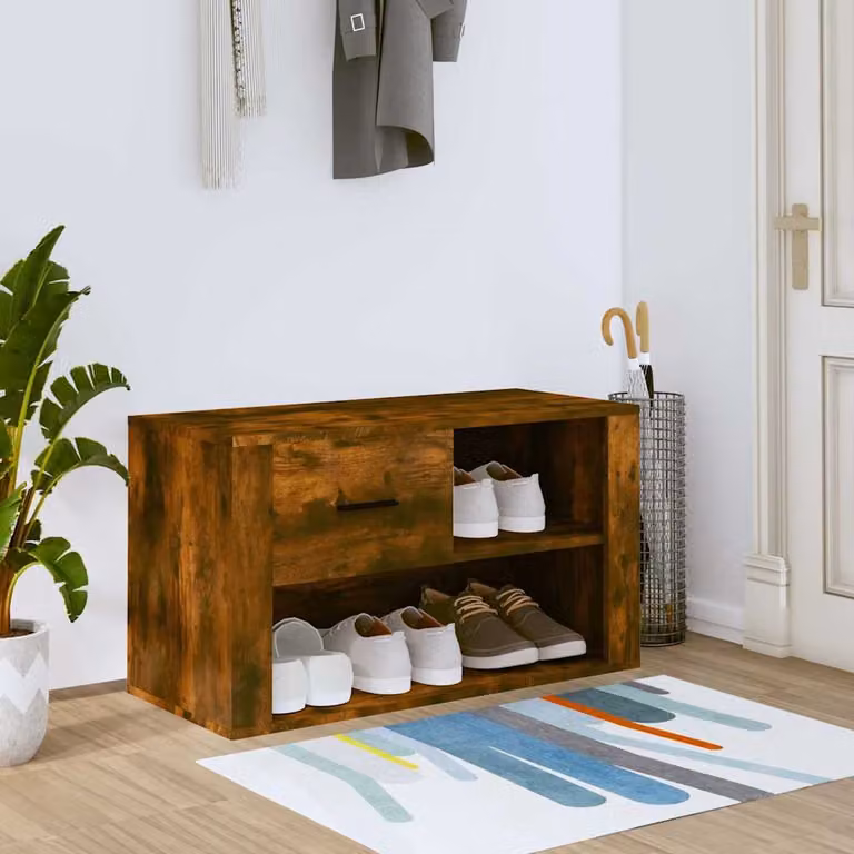 Scarpiera moderna vidaXL in legno rovere color marrone L 80 cm x P 35 cm x H 45 cm