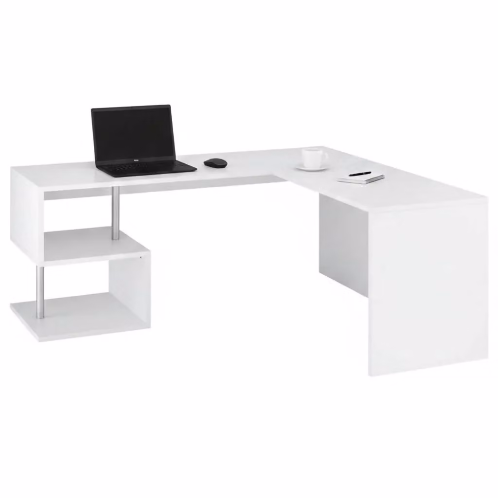 Scrivania per computer Giunone DMORA Bianco Lucido L: 160 cm, P: 60 cm, H: 78 cm – 2