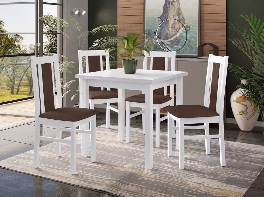 Set da pranzo 4+1 HARDIN 2 - bianco / marrone 2