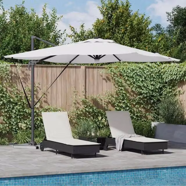 Parasole Roma-Ombrellone da giardino Beige 286 x 284 x 270 cm Alluminio e Poliestere