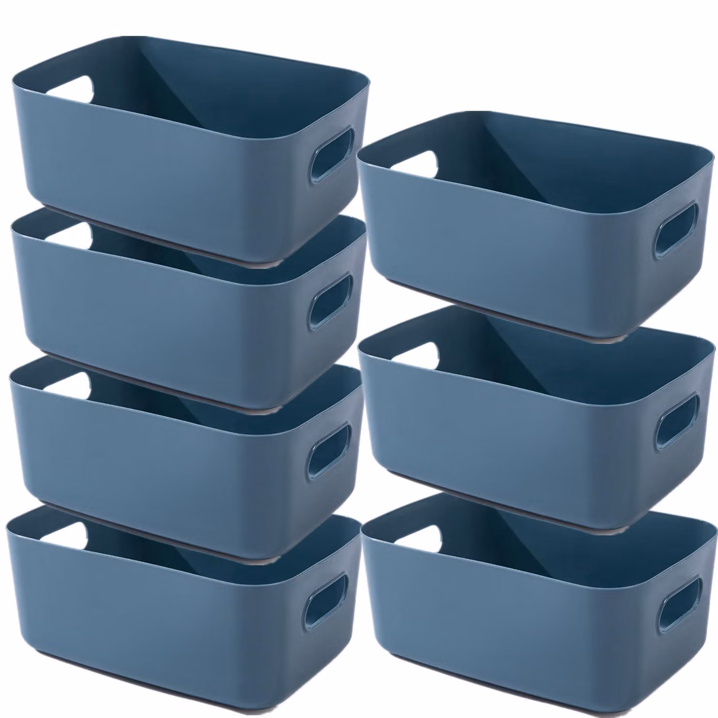 7 scatole di plastica per l'organizzazione - Contenitori multifunzionali con maniglie - 25x17,5x9,5 cm