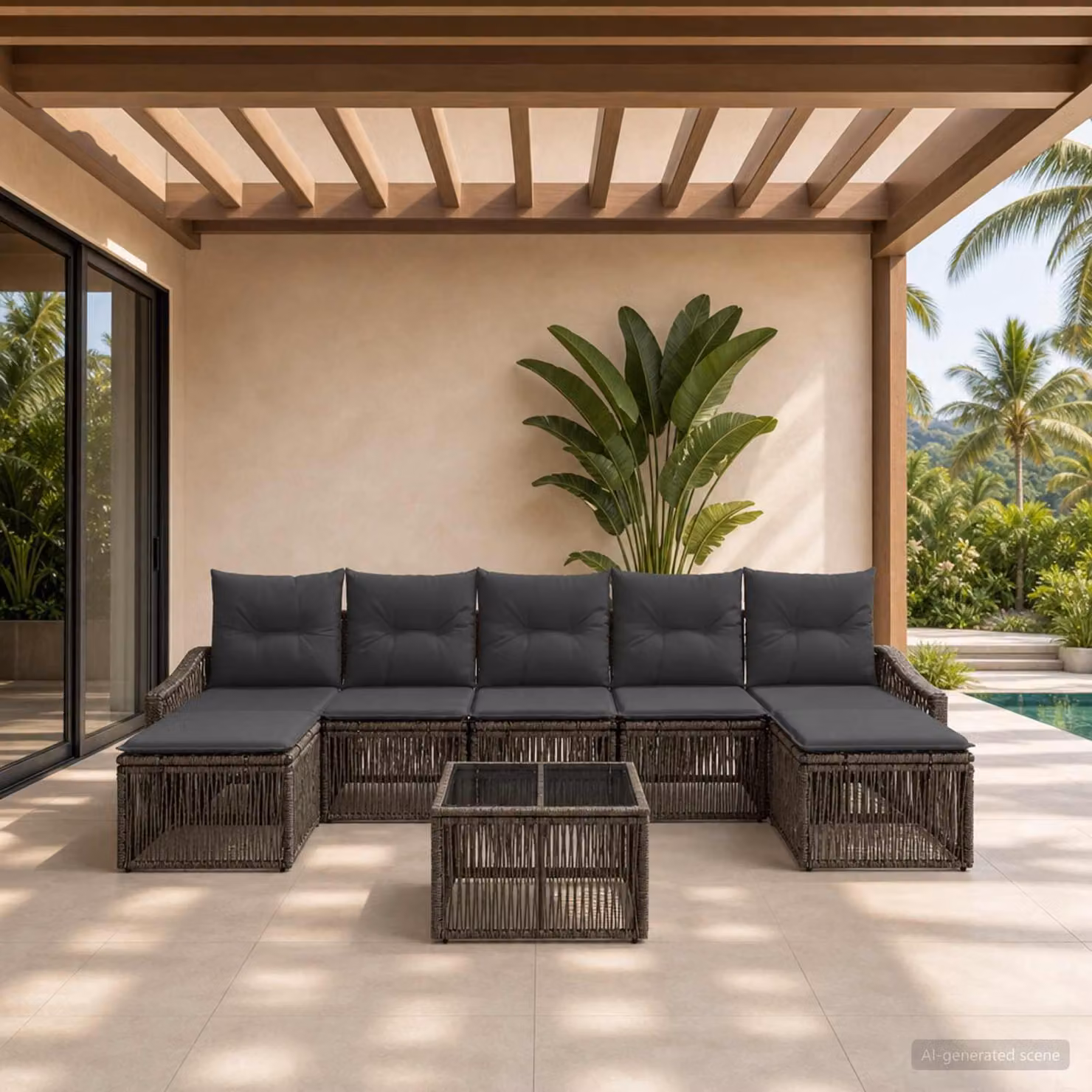 Maison Exclusive - Set da giardino composto da 8 pezzi. Divano in rattan sintetico, colore grigio