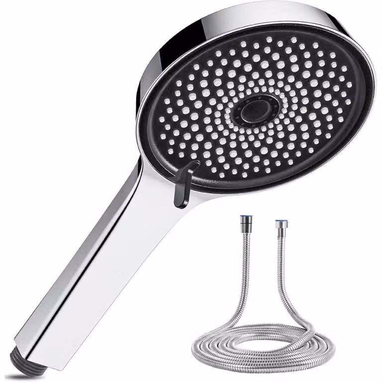 Magichome Soffione Doccia con Tubo in Acciaio Inox da 59", Doccetta ad Alta Pressione con 6 Modalità di Getto, Risparmio Idrico, Argento