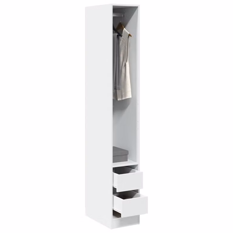vidaXL Armadio Bianco Minimalista in Legno e MDF con Ante e Cassetti, L/P/H: 30 x 50 x 200 cm