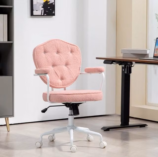 Sedia da ufficio rosa girevole e regolabile