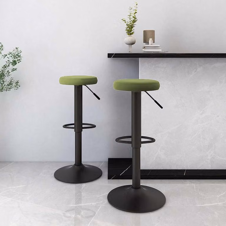 Set di 2 sgabelli da bar vidaXL in velluto verde chiaro con base girevole a 360 gradi