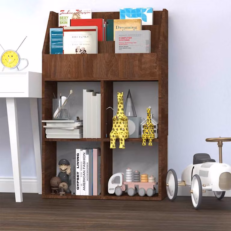 vidaXL Portariviste per Bambini in Legno Marrone con Pannello Posteriore L 71 cm, P 30 cm, H 114 cm