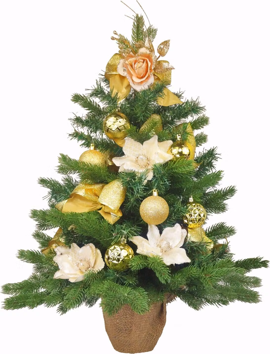 Albero di Natale artificiale decorato ROSA DELICATA 60 cm con illuminazione a LED IN VASO