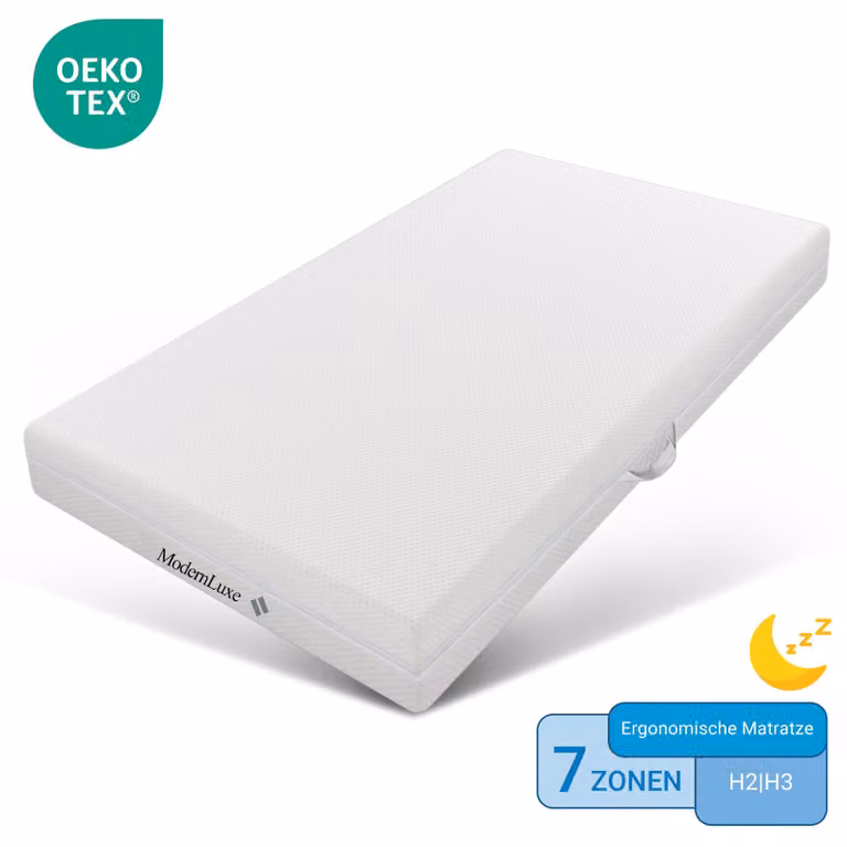 Materasso in schiuma a celle aperte Merax, 90x190 cm, 20 cm di spessore, 7 zone di comfort, materasso a doppio lato (H2 e H3), rivestimento lavabile, maniglie, colore bianco