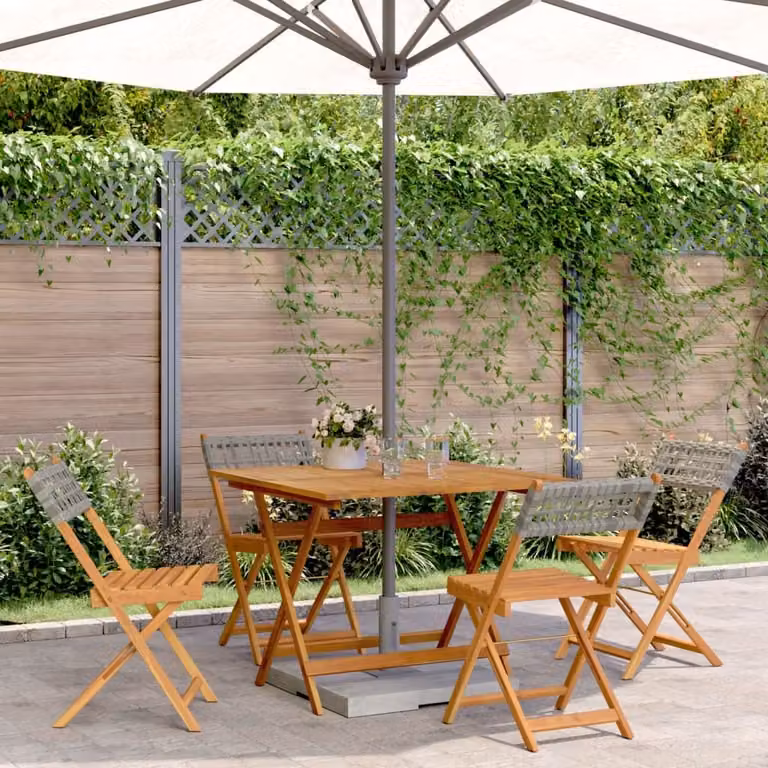 Maison Exclusive - Set da pranzo da giardino a 5 pezzi in rattan sintetico grigio e legno massello