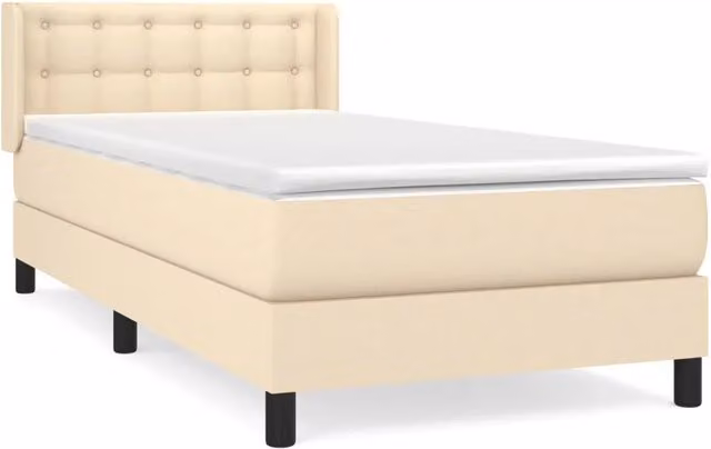 Letto singolo | Letto per adulti | Giroletto a Molle con Materasso Crema 100x200 cm in Tessuto