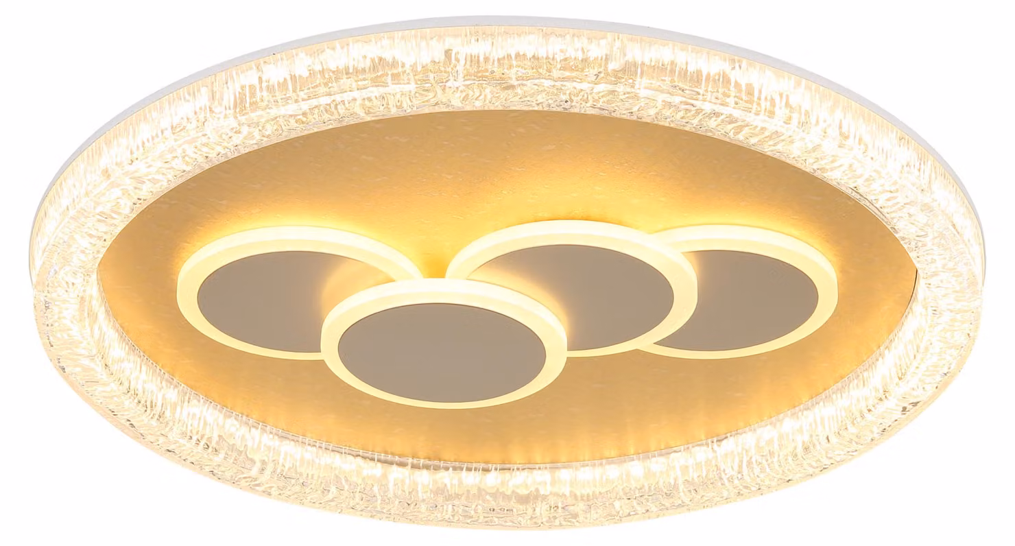 Plafone LED, metallo, color oro, bianco opaco, L 49,5 cm