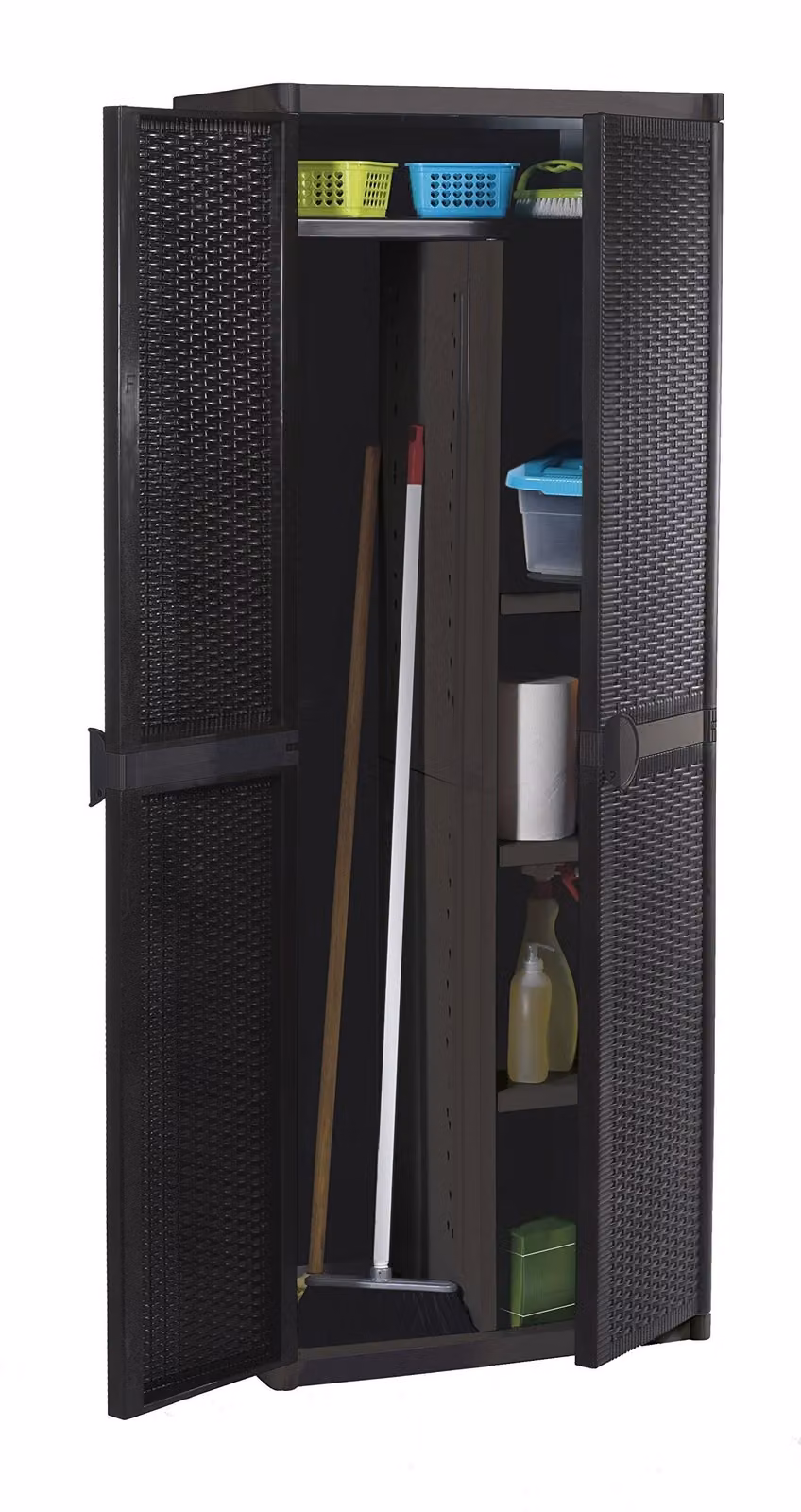 Armadio contenitore in rattan sintetico, dimensioni 65 x 45 x 172 cm