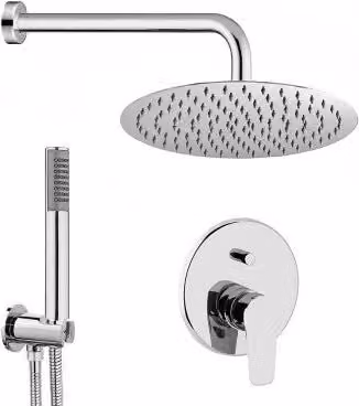 Set doccia Eco INBAGNO con miscelatore incassato, soffione e doccetta in acciaio inox, colore argento/cromo
