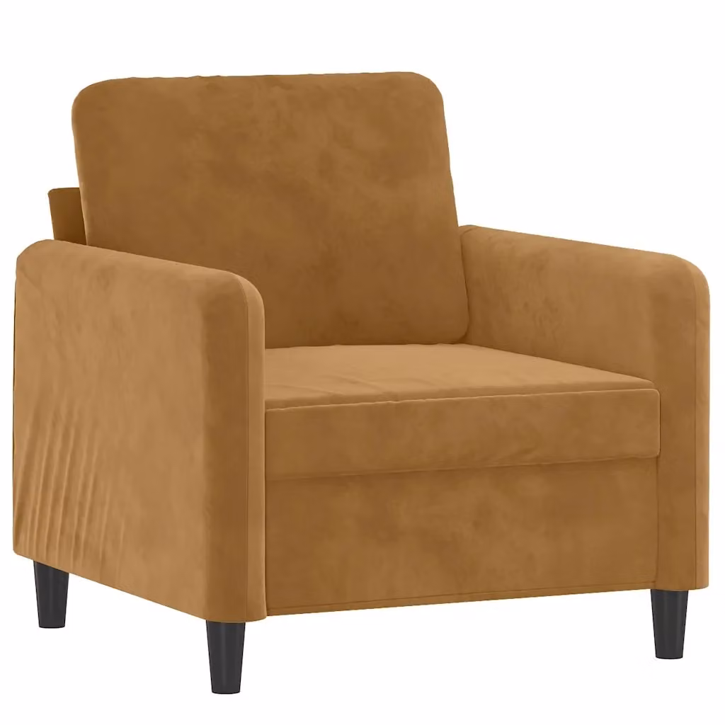 Poltrona moderna in velluto marrone con struttura in metallo vidaXL – 2
