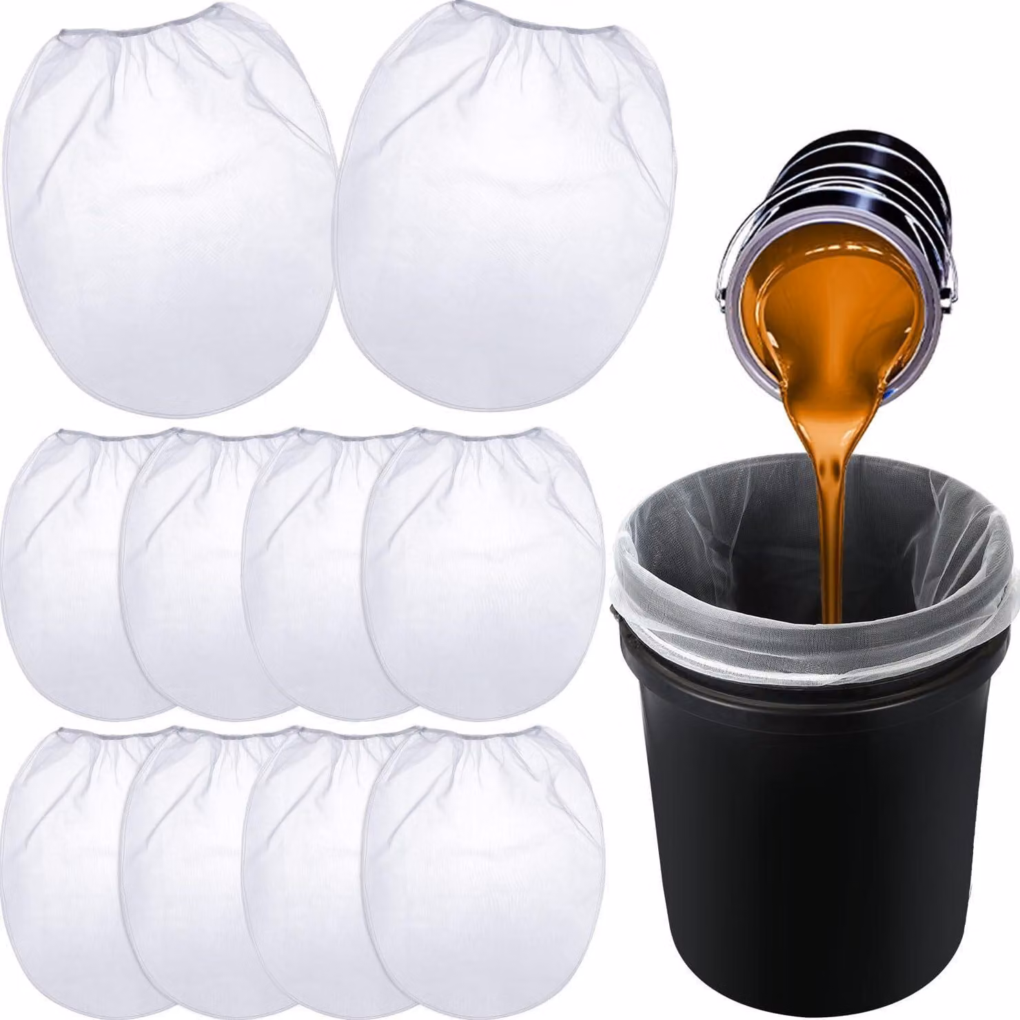 Confezione da 10 sacchi filtranti per vernice da 5 galloni, colore bianco, rete fine