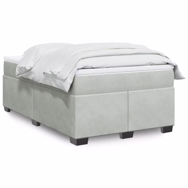 vidaXL Giroletto a Molle con Materasso in Velluto Grigio Chiaro L/P: 120 x 200 cm