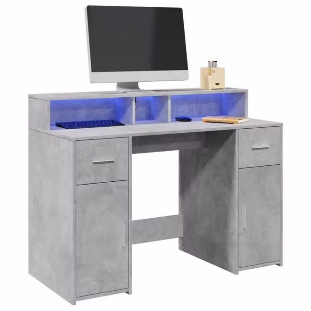 Scrivania da computer moderna vidaXL in MDF grigio con piano rettangolare L/P/H: 120 x 70 x 91 cm