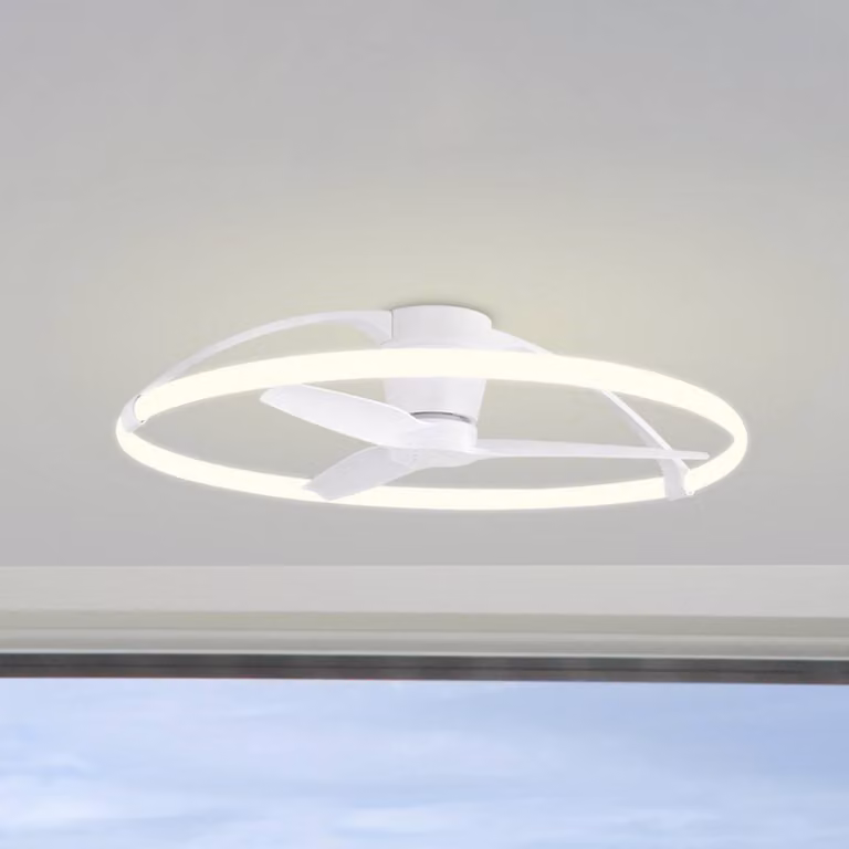 Mantra Iluminación Ventilatore da soffitto LED Smart Nepal, bianco, CC, silenzioso dimmerabile, Bianco / Opale, Soggiorno / Sala da pranzo, Metallo, Moderno
