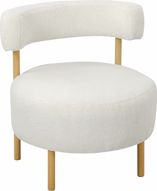 Poltrona imbottita HOMCOM in tessuto Sherpa con gambe in metallo, Bianco crema, L 67 x P 67 x H 71 cm