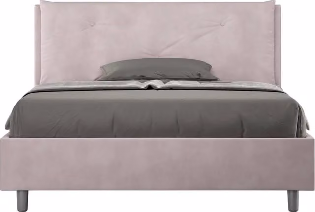 BS COM Letto matrimoniale francese senza rete imbottito 140x200 microfibra glicine Large