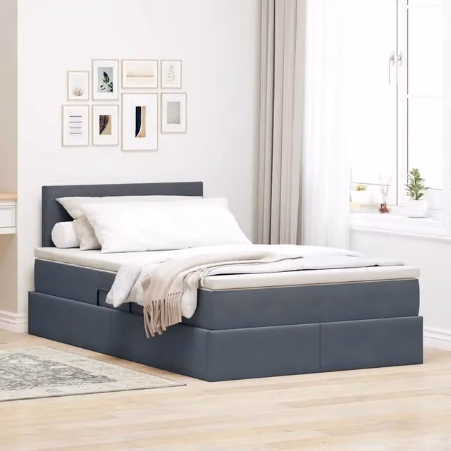 Letto con contenitore LED e materasso Grigio Scuro 120 x 200 cm 3371326