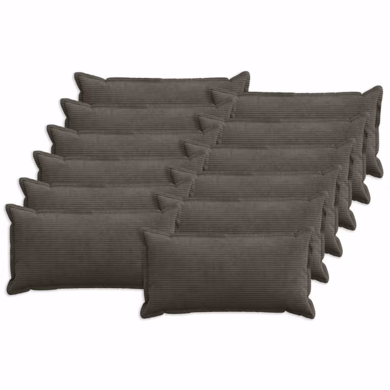 Set di 12 federe vidaXL HOUTEN in velluto a coste, colore antracite, L 80 x P 40 cm