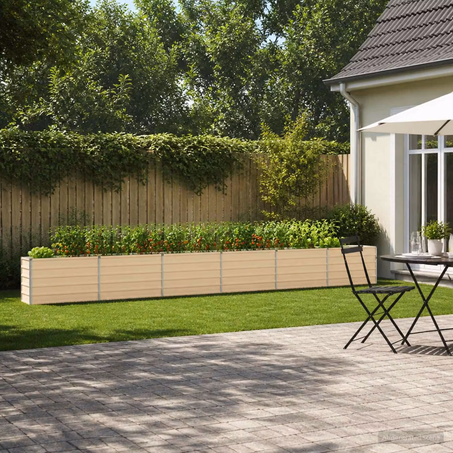 Letto rialzato da giardino vidaXL in metallo color beige L: 600 cm, P: 40 cm, H: 55 cm