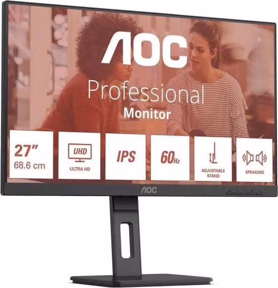 Monitor AOC Essentials U27E3UF da 27 pollici con risoluzione 4K UHD IPS, colore nero