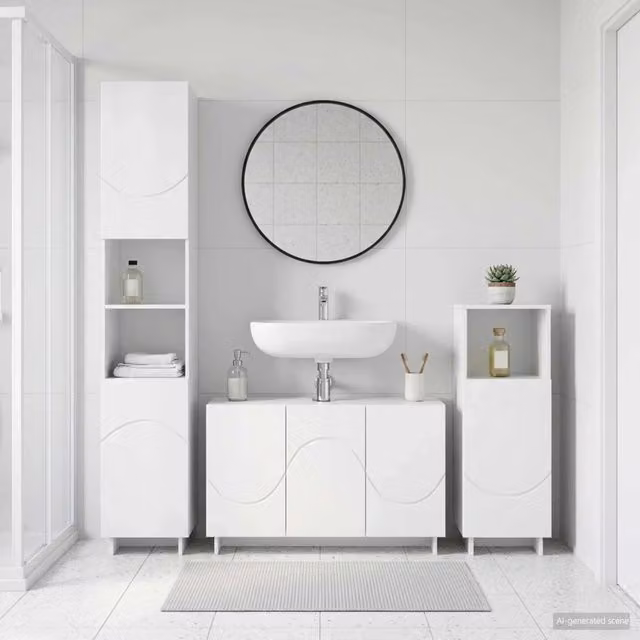 Set mobili da bagno 3 pz Bianco Legno ingegnerizzato 3433055