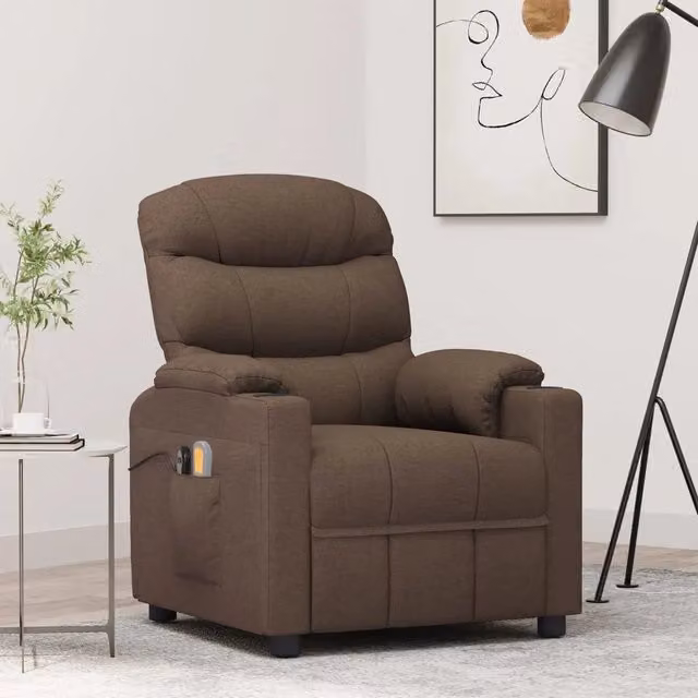 Poltrona Massaggiante Elettrica Marrone in Tessuto 3143507