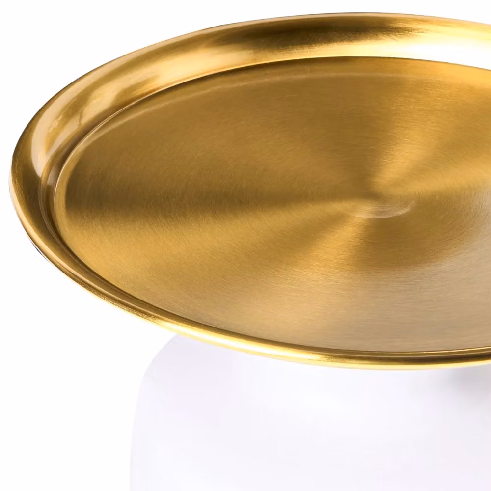 Tavolino rotondo in metallo BELIANI bianco e oro stile glamour per soggiorno e camera da letto – 2