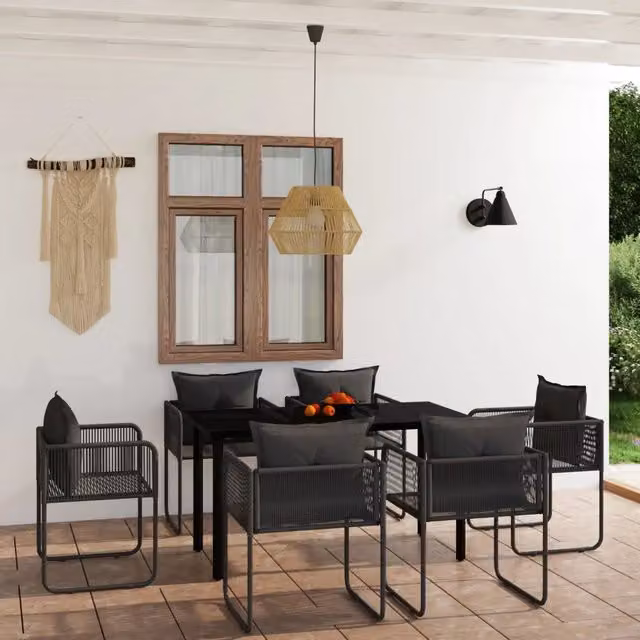 Set da Pranzo da Giardino 7 pz Nero 3099080